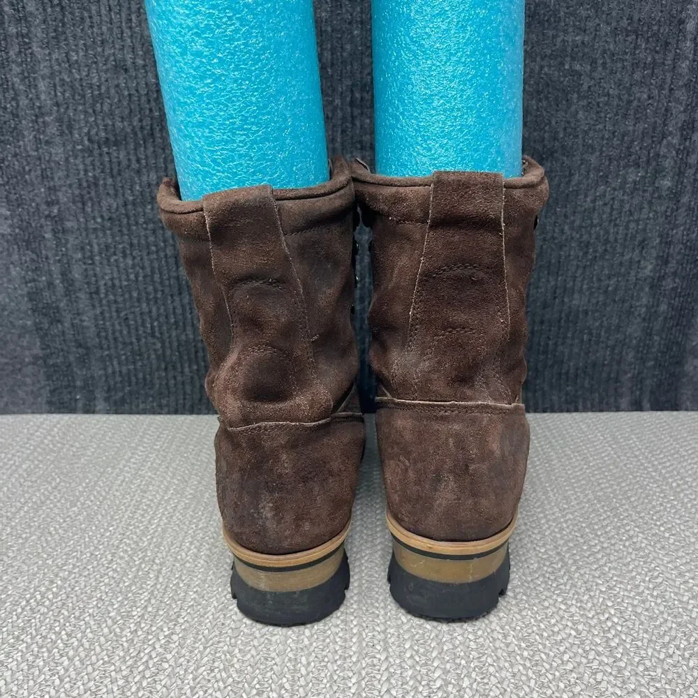 Georgia Logger Boots Suede Combat Lug Sole Brown Work Mens 8 M